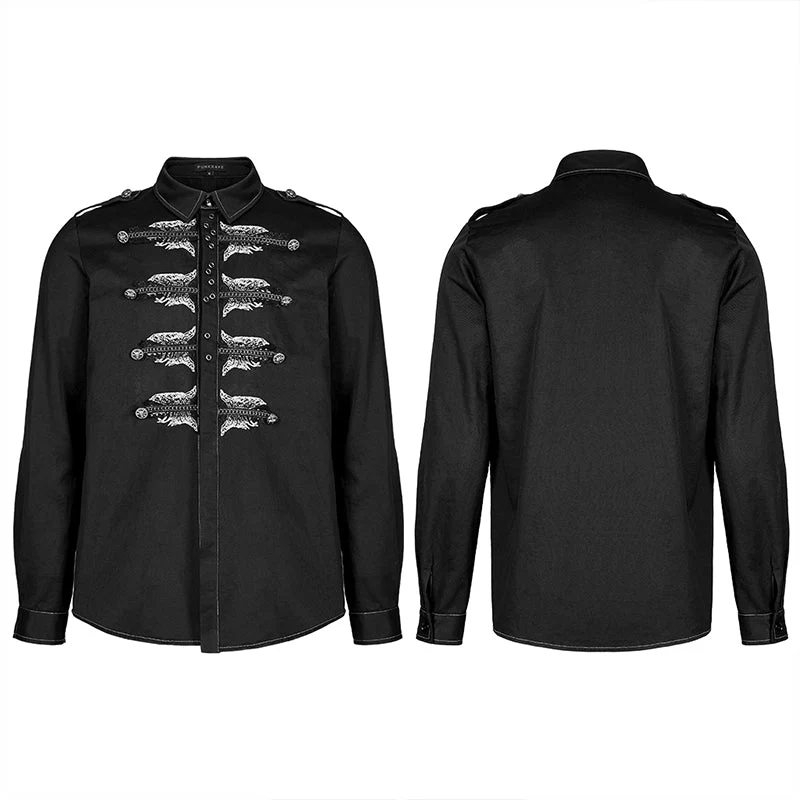 WY-1368XCM Punk personalized skull Embroidery Shirt - Image 4