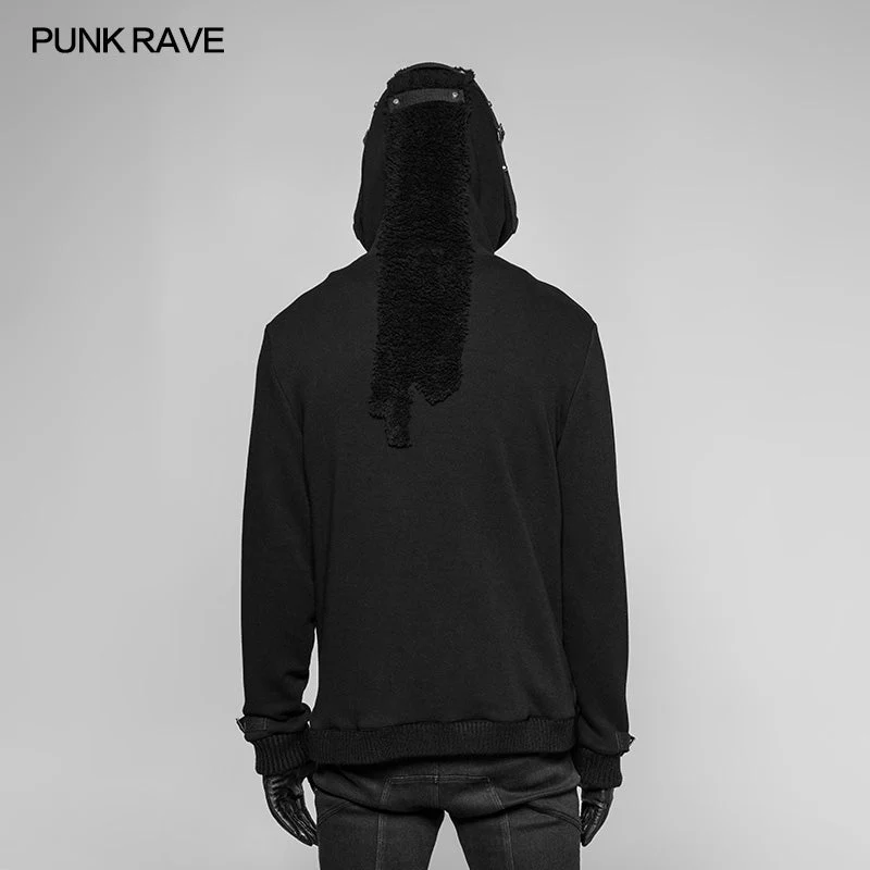 WY-921 Punk Pilot Personality Hooded Jacket Cashmere Sweater Cardigan For Men - Image 3