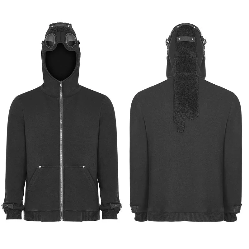WY-921 Punk Pilot Personality Hooded Jacket Cashmere Sweater Cardigan For Men - Image 4