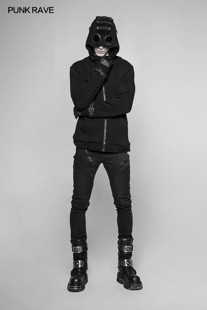 WY-921 Punk Pilot Personality Hooded Jacket Cashmere Sweater Cardigan For Men - Image 6