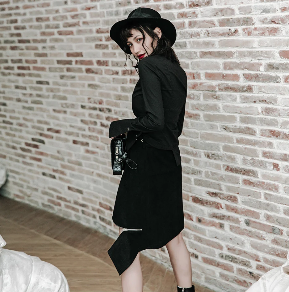 OPY-244CCF PUNK RAVE daily life black fashion designer lady casual blouse - Image 2