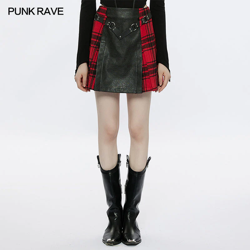 Punk Rave OPQ-1318DQF Comfortable And Warm Plaid Splicing Cool Skirt - Image 3