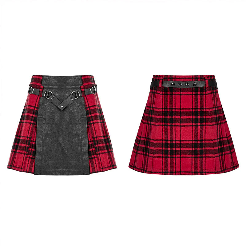 Punk Rave OPQ-1318DQF Comfortable And Warm Plaid Splicing Cool Skirt - Image 9