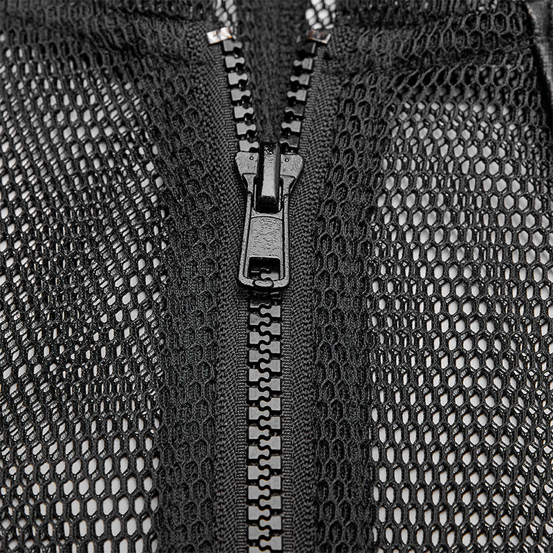 Punk Rave WY-1155XDM Punk Mesh Hoodie Short Hooded Coat - Image 12