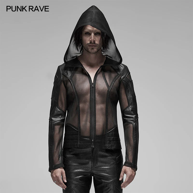 Punk Rave WY-1155XDM Punk Mesh Hoodie Short Hooded Coat - Image 7