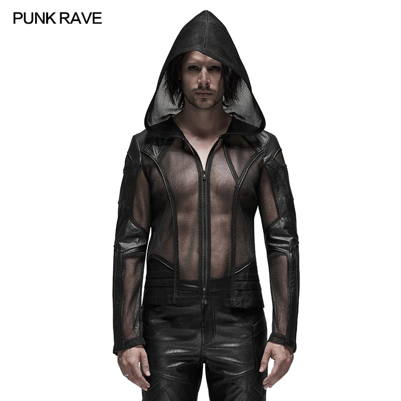 Punk Rave WY-1155XDM Punk Mesh Hoodie Short Hooded Coat - Image 8
