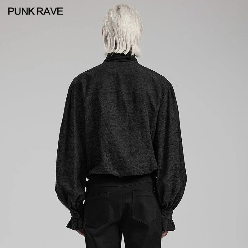 Punk Rave WY-1540CCM Standing Collar Mens Jacquard  Goth Shirt - Image 3