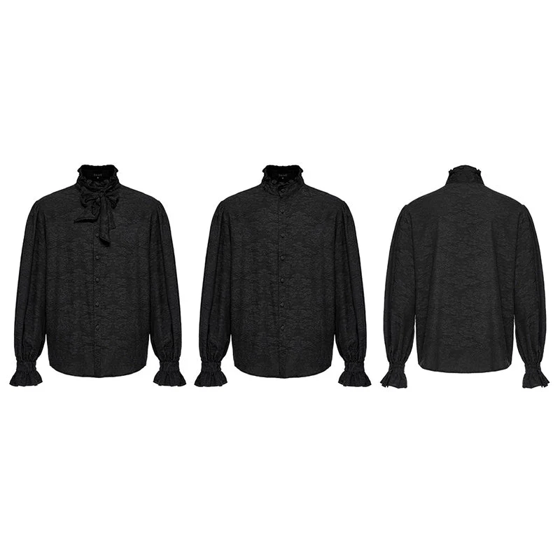Punk Rave WY-1540CCM Standing Collar Mens Jacquard  Goth Shirt - Image 4