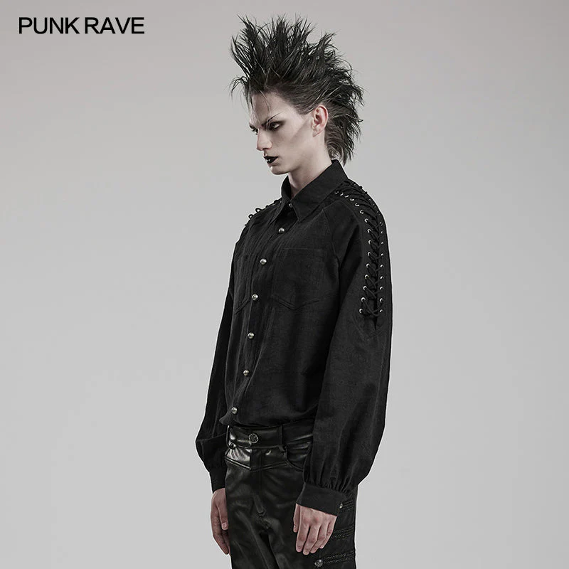 Punk Rave WY-1551CCM Eyelet Drawstring Exquisite Goth Shirt - Image 11