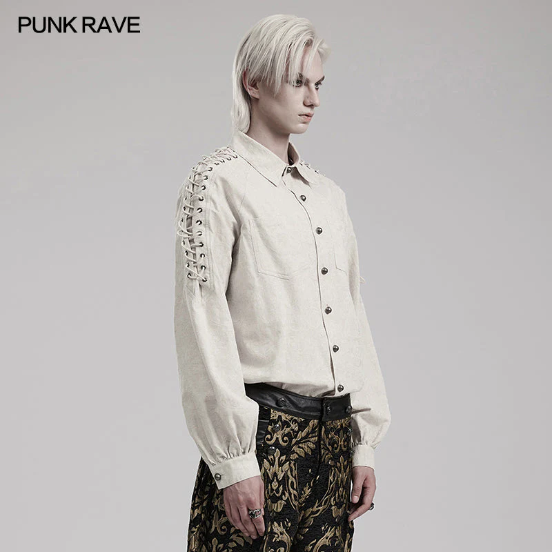 Punk Rave WY-1551CCM Eyelet Drawstring Exquisite Goth Shirt - Image 6
