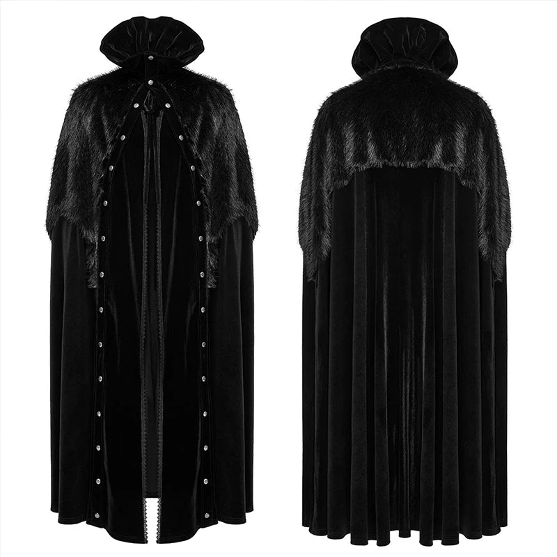 Punk Rave WY-1559DPM Ornate Fleece Velvet And Plush Goth Cloak - Image 4