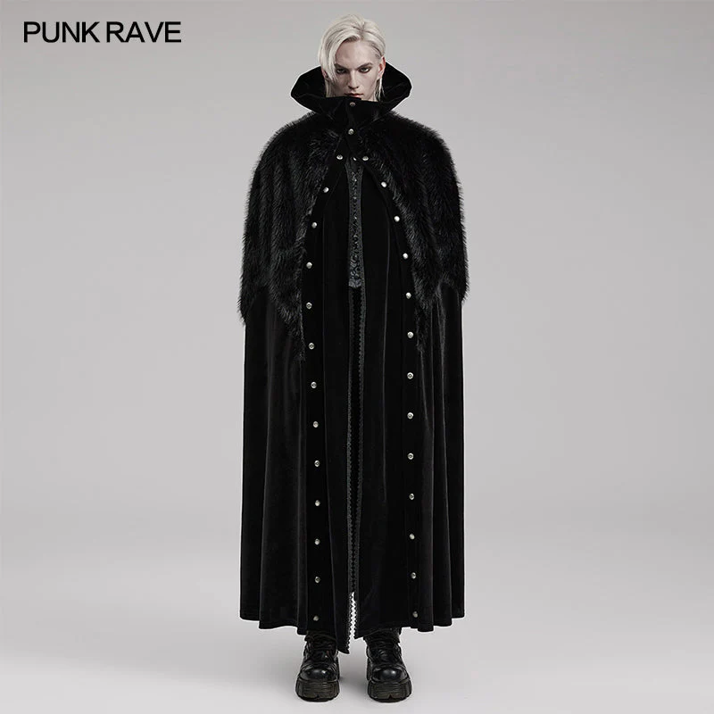 Punk Rave WY-1559DPM Ornate Fleece Velvet And Plush Goth Cloak - Image 6