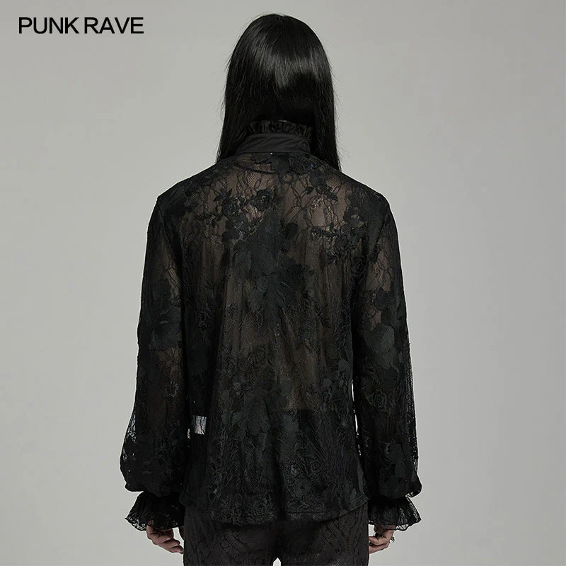 Punk Rave WY-1592CCM Gorgeous Mens Goth Floral Shirt - Image 13