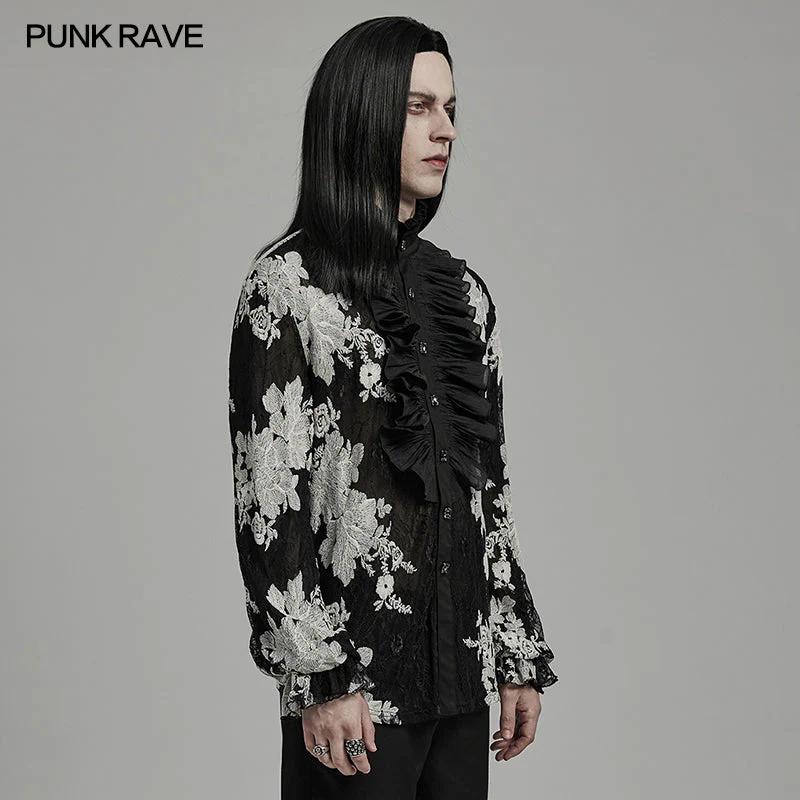 Punk Rave WY-1592CCM Gorgeous Mens Goth Floral Shirt - Image 17