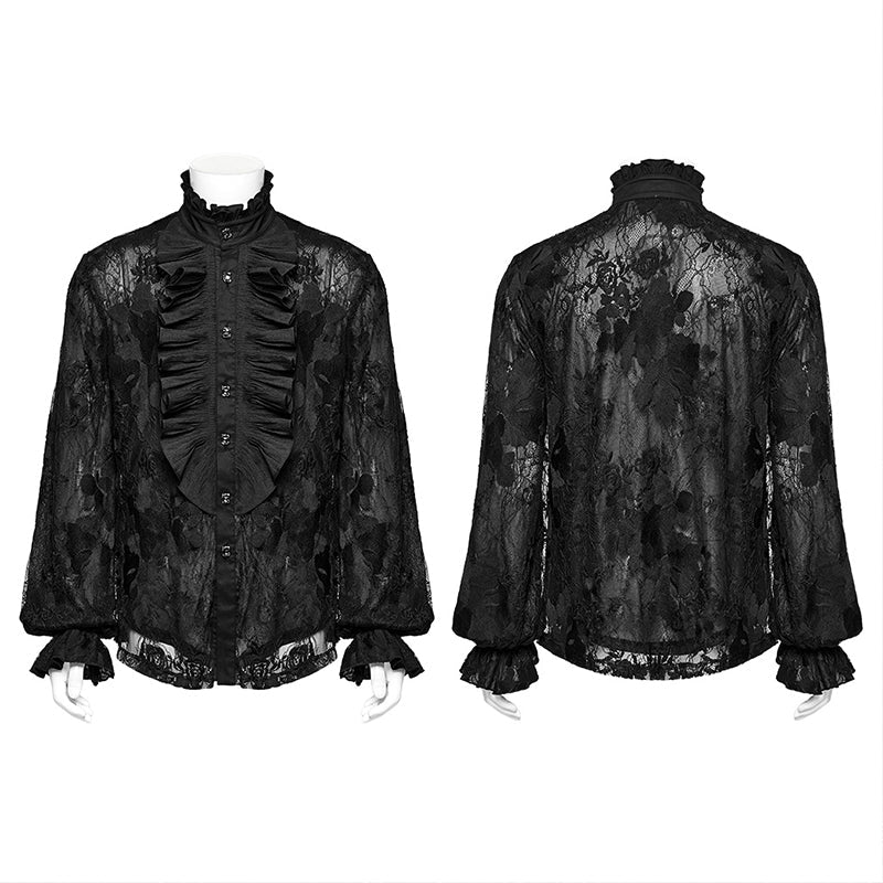 Punk Rave WY-1592CCM Gorgeous Mens Goth Floral Shirt - Image 4