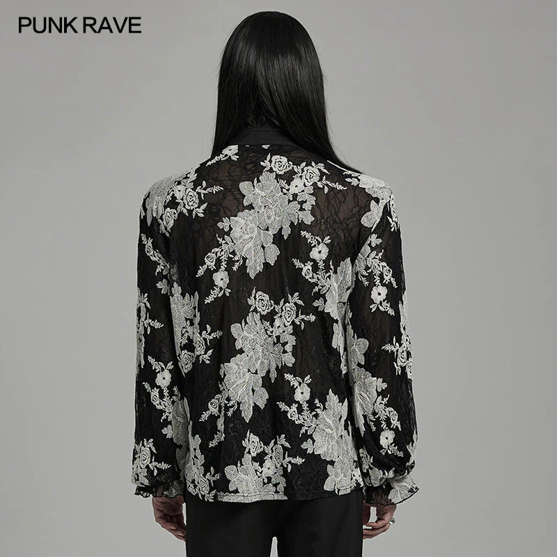 Punk Rave WY-1592CCM Gorgeous Mens Goth Floral Shirt - Image 8