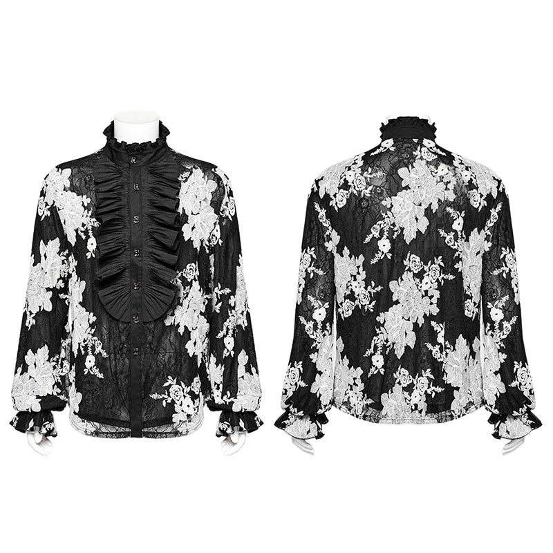 Punk Rave WY-1592CCM Gorgeous Mens Goth Floral Shirt - Image 9