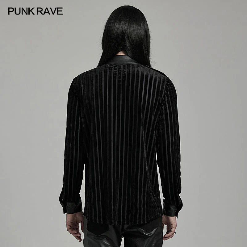 Punk Rave WY-1593CCM Gothic black Military Mens Shirt - Image 11