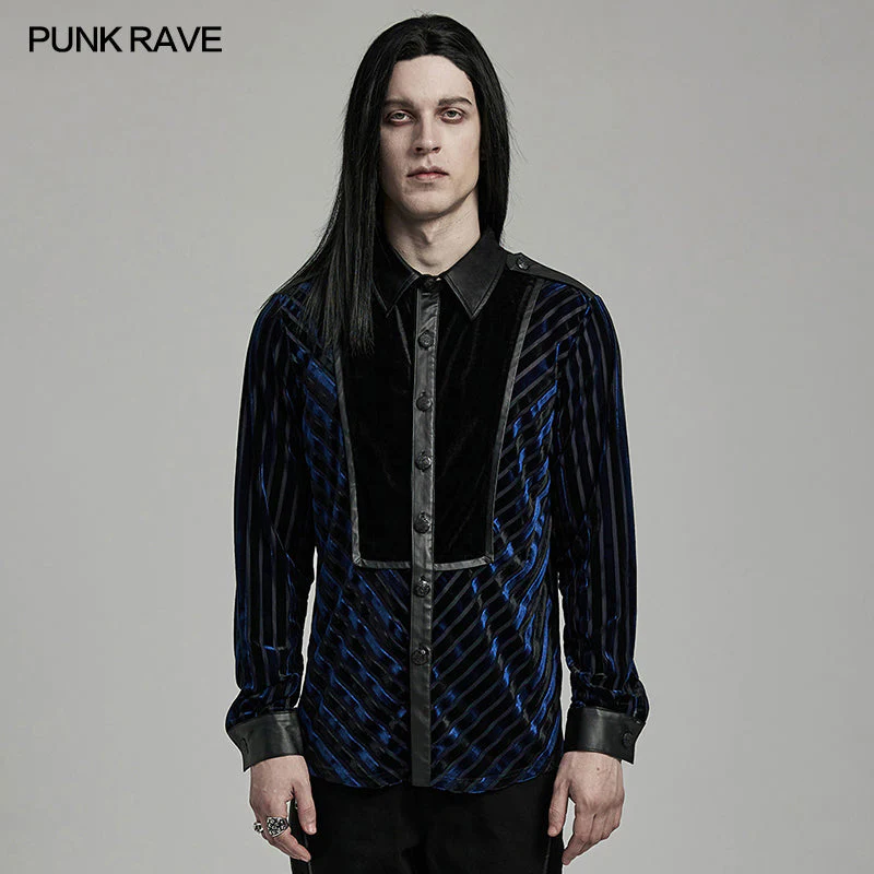 Punk Rave WY-1593CCM Gothic black Military Mens Shirt - Image 5