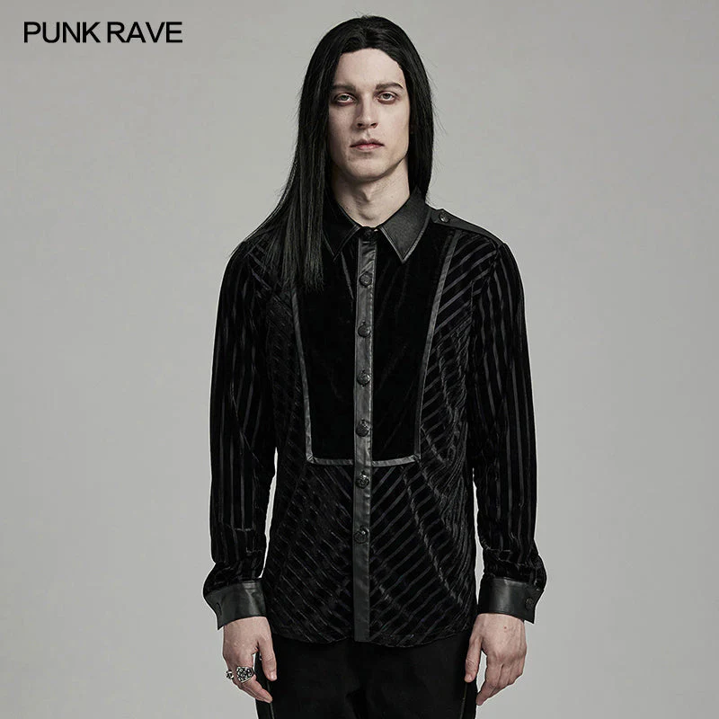 Punk Rave WY-1593CCM Gothic black Military Mens Shirt - Image 9