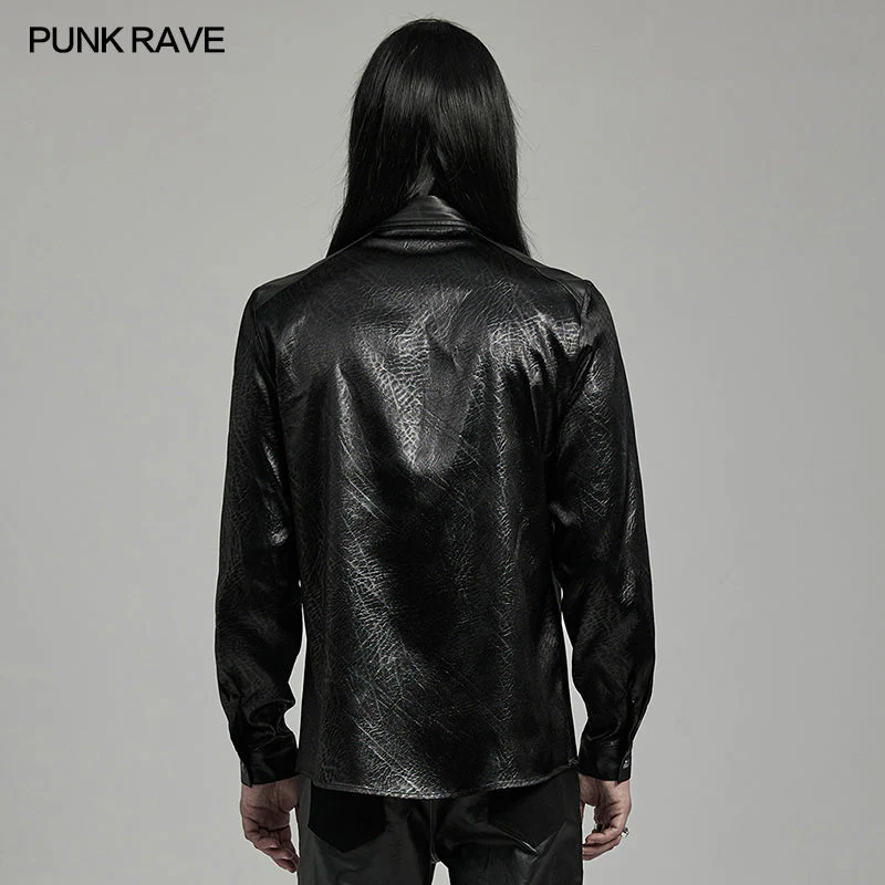 Punk Rave WY-1616CCM Rubberized Minimalist Goth Daily Mens Shirt - Image 3