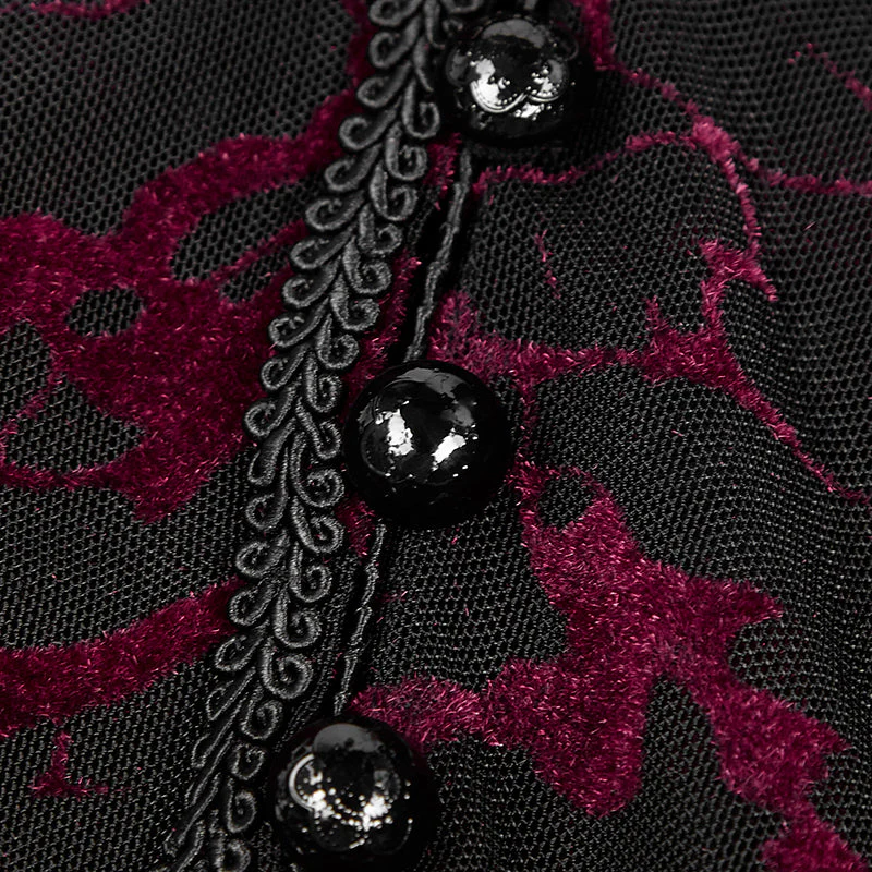 Punk Rave WY-836 Red Hooded Lace Long Dress Coat - Image 5