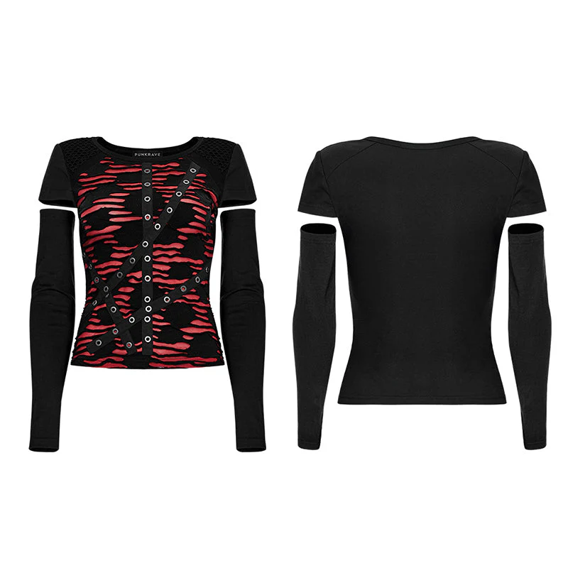 WT-754TCF Punk Seperated Sleeves T-shirt - Image 4