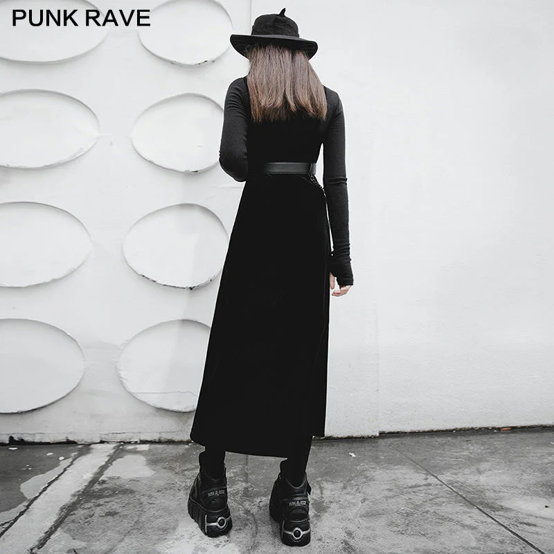 OPQ-893LQF PUNK series velvet suspender double high-waisted dress - Image 3