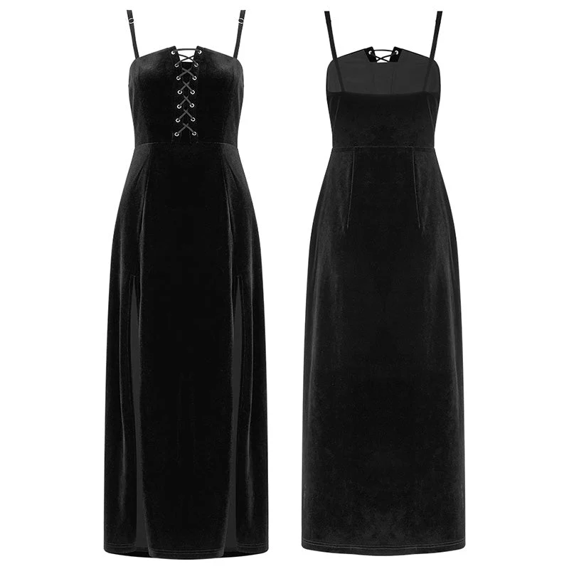 OPQ-893LQF PUNK series velvet suspender double high-waisted dress - Image 4