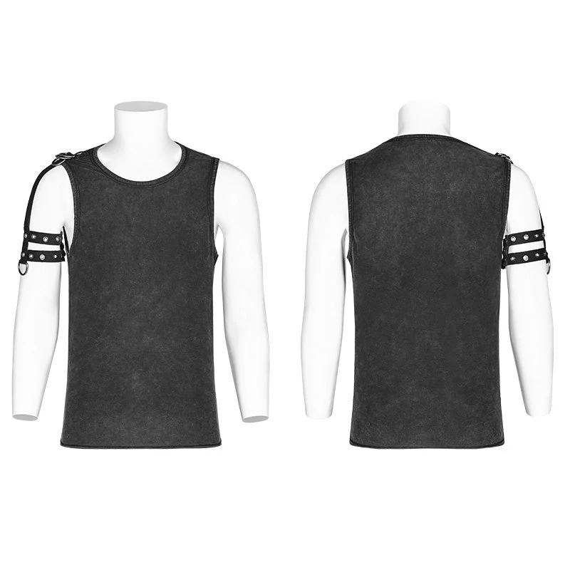 WT-558 PUNK Simple Vest For Men With Detachable Right Shoulder Tab - Image 4