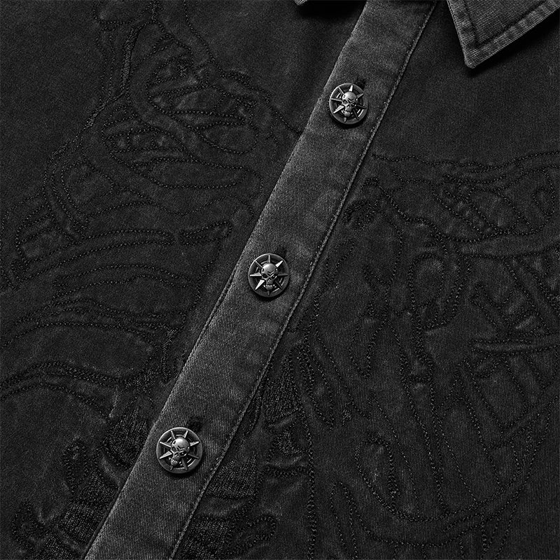WY-1379XCM Punk skeleton embroidered shirt - Image 5