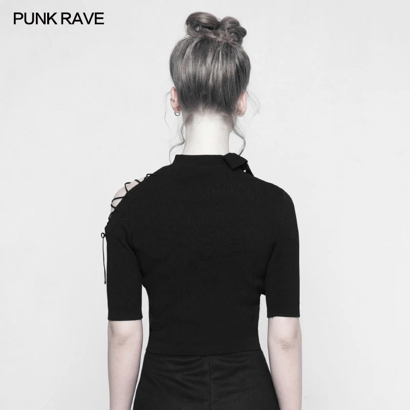 OPM-093 Punk Strapless Imitate Ice Silk T-shirt - Image 3