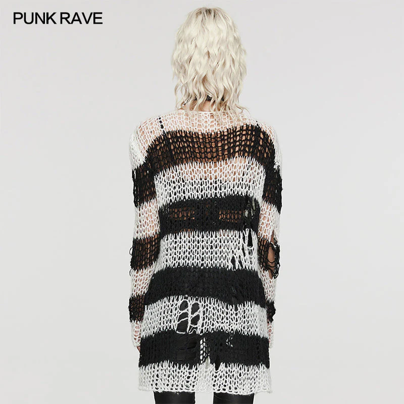 WM-077KMF Punk striped cardigan sweater - Image 3