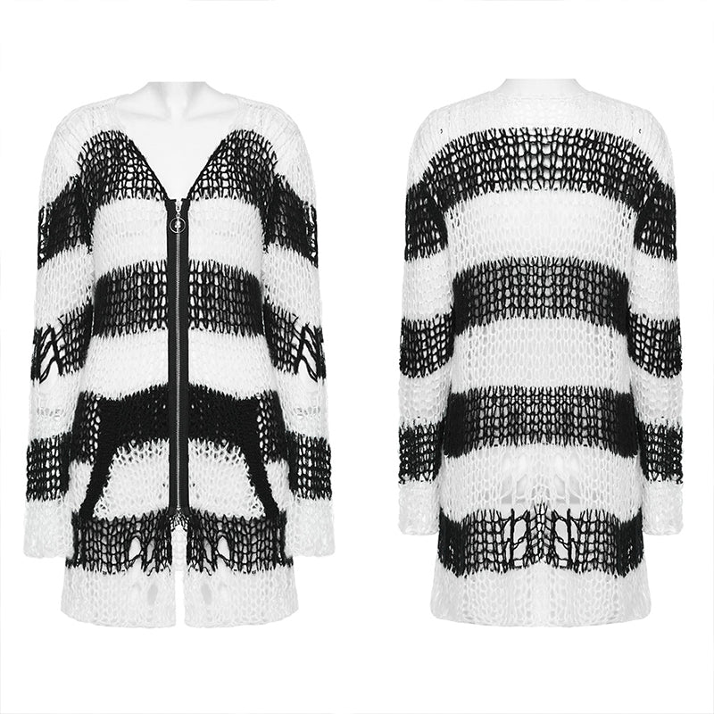 WM-077KMF Punk striped cardigan sweater - Image 4