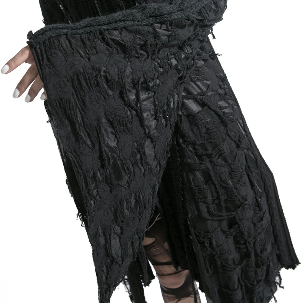M-025 Women Punk Style Lace Gothic black Long Sweater - Image 4