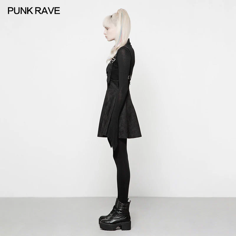 OYQ-016 Punk Suede Personality High Waisted Suspender Skirt For Girls - Image 2