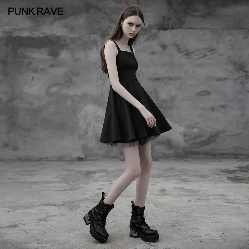 OPQ-312 Punk Tie Rope Thick Chiffon Design Dress - Image 2