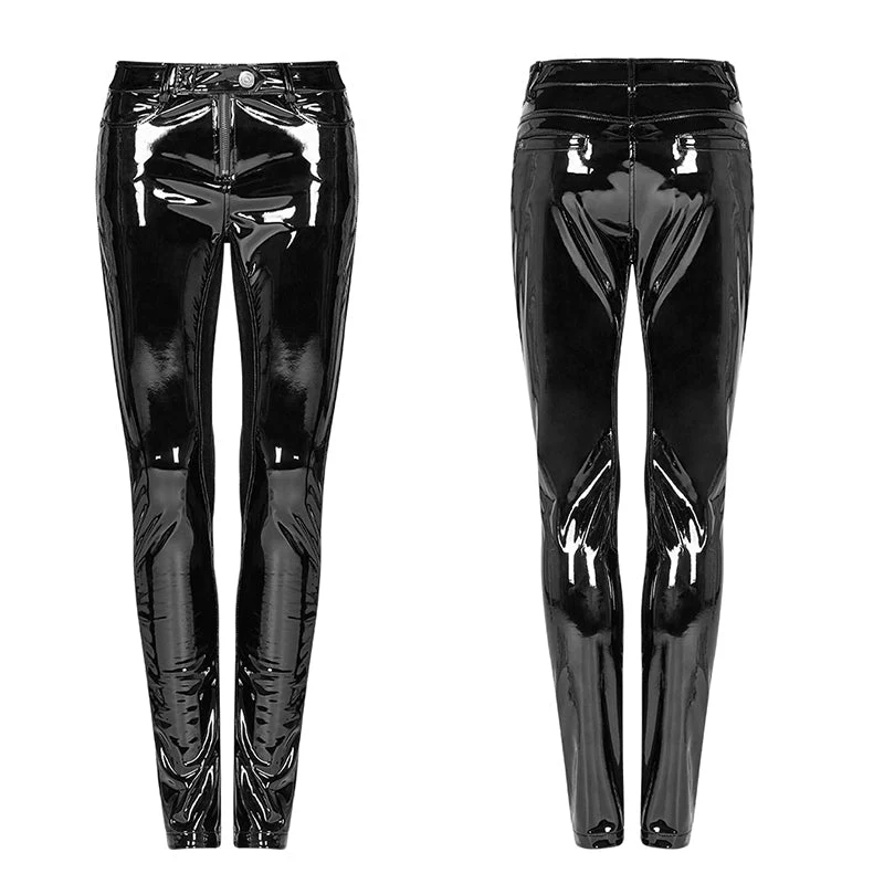 WK-378 PUNK Winter Patent Velvet Leather Pants - Image 4