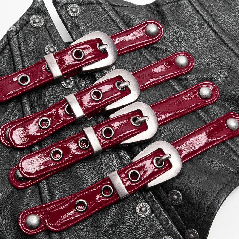 WS-310 PUNK Women PU Leather Corset With Metal Adjustment Buckle - Image 5
