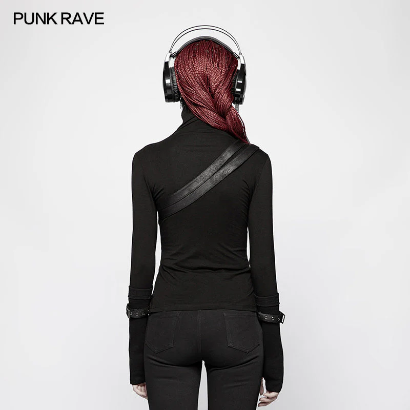 WT-543 Punk Women Turtleneck Metal Long Sleeve T-shirt - Image 3