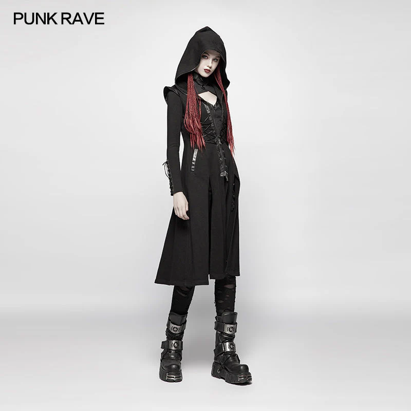 WY-964 Punk WOMENS DARK Hooded Knit Jacket - Image 3