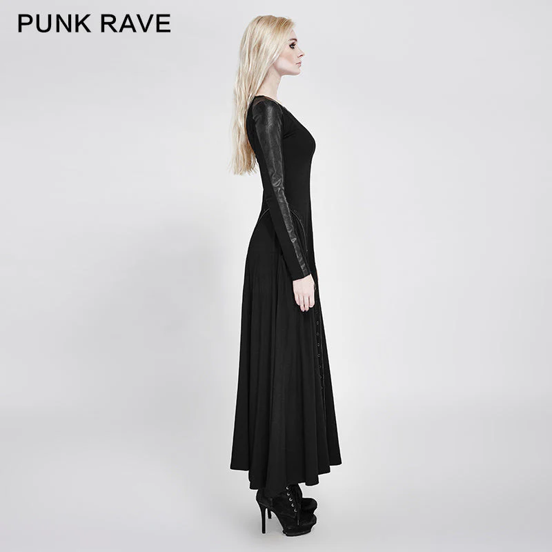 PQ-178 Series Dark Minimal Spell Leather Long Sleeves Punk Dress - Image 2
