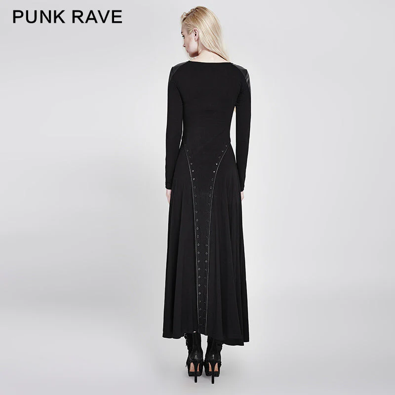 PQ-178 Series Dark Minimal Spell Leather Long Sleeves Punk Dress - Image 3