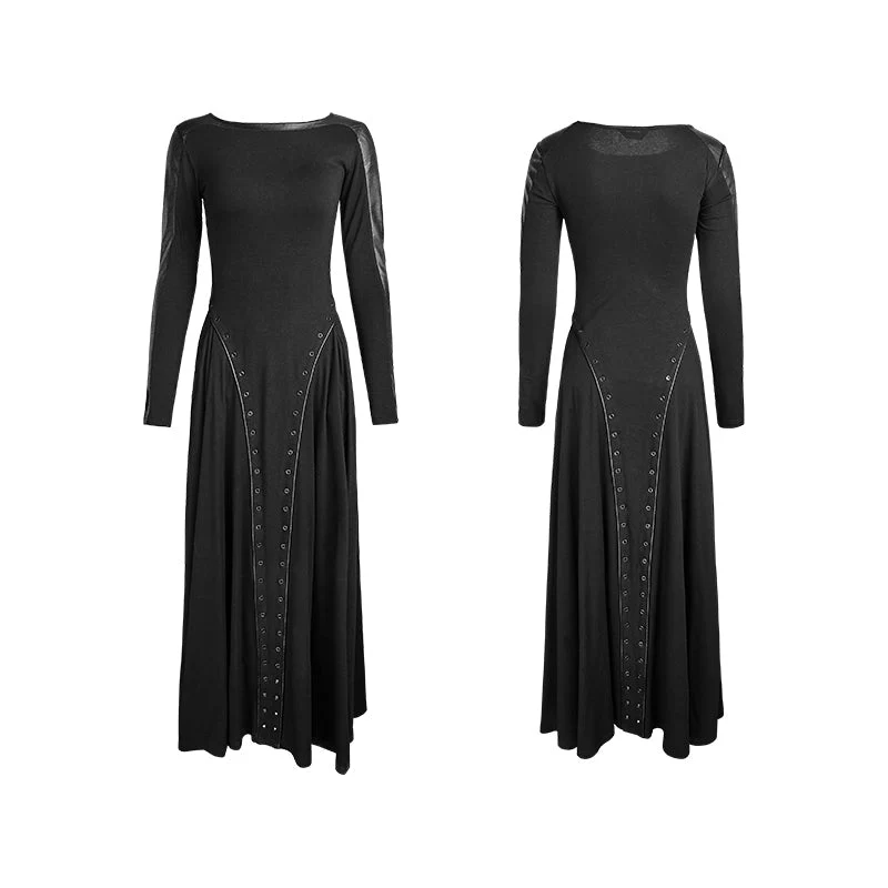 PQ-178 Series Dark Minimal Spell Leather Long Sleeves Punk Dress - Image 4