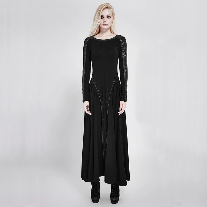 PQ-178 Series Dark Minimal Spell Leather Long Sleeves Punk Dress - Image 6