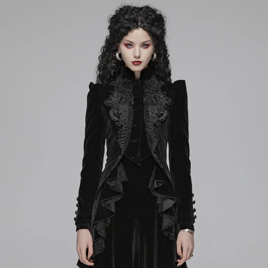 WY-1045LDF Velvet Elegant Gothic Vampire jacket - Image 10