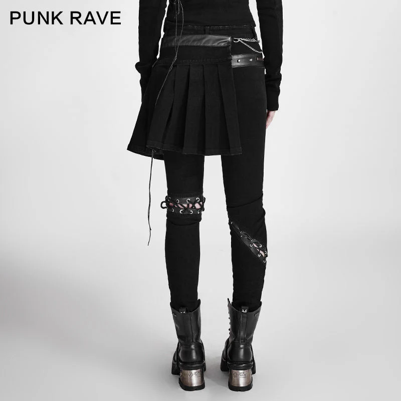 K-255 Removable Draw String Slim-fitting Low Waist Punk Pants - Image 3