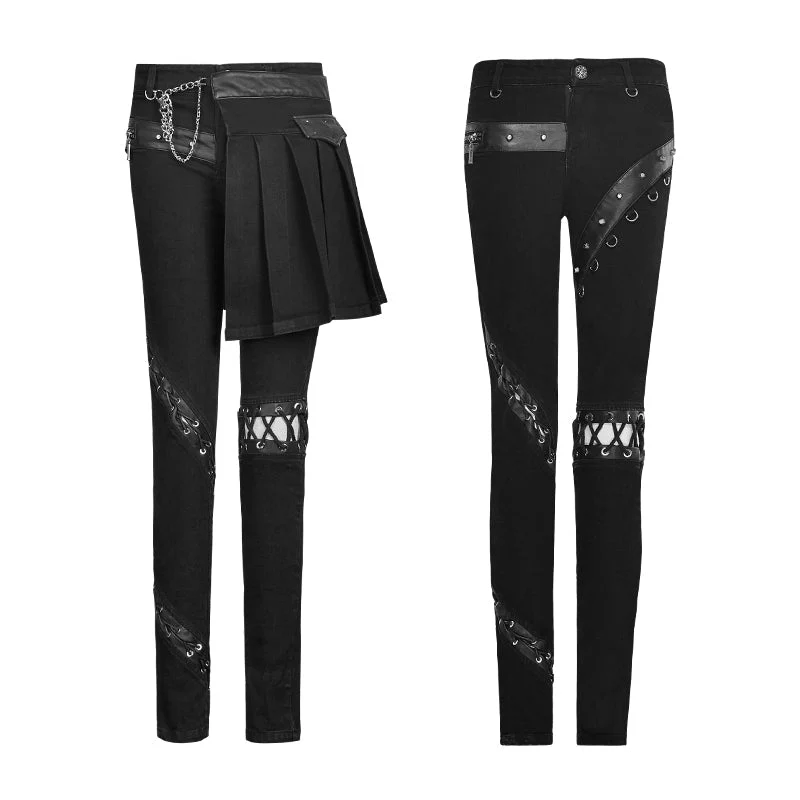 K-255 Removable Draw String Slim-fitting Low Waist Punk Pants - Image 4
