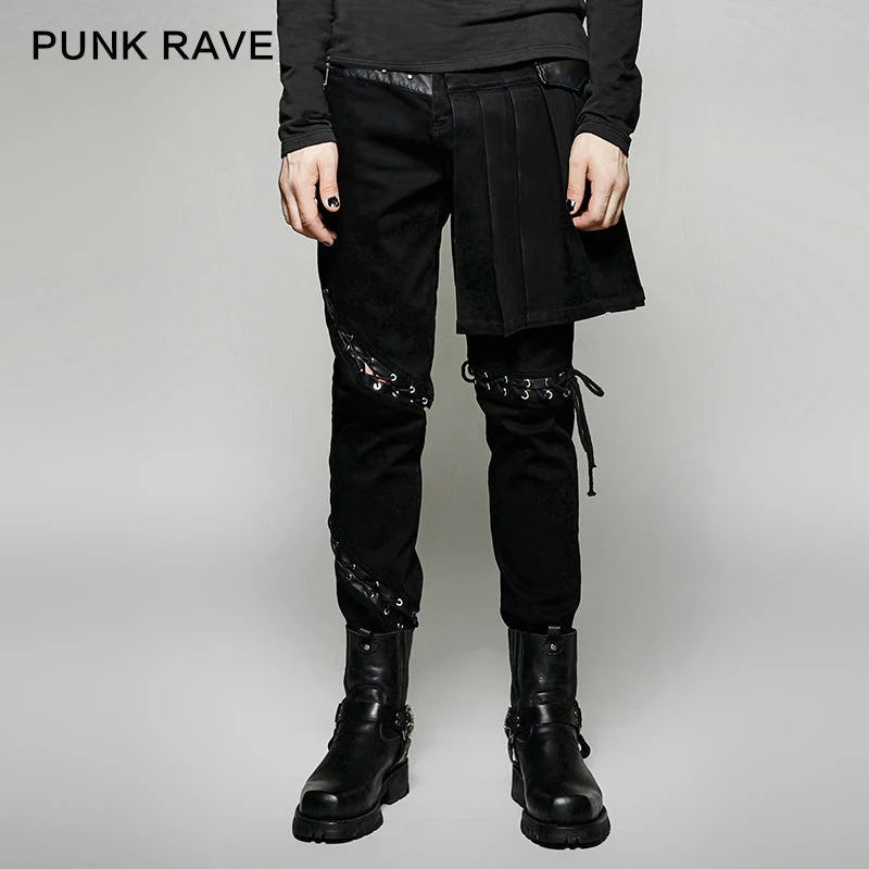 K-255 Removable Draw String Slim-fitting Low Waist Punk Pants - Image 6
