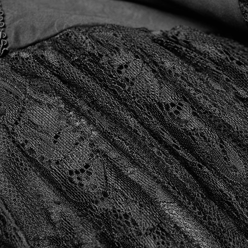 WQ-383 Retro And Elegant Dark Gothic Off Shoulder Victoria Long Lace Dress - Image 5